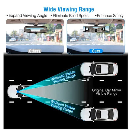 Car Rearview Mirror 11.4in Interior Clip-on Curve Convex Panoramic