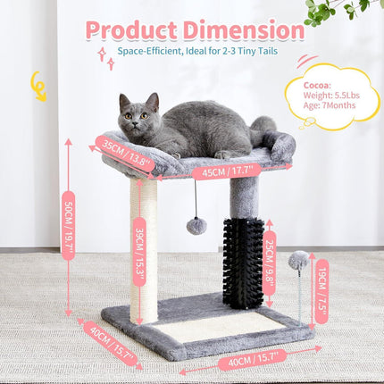 Small 4-in-1 Cat Tree Tower With Self-grooming Brush And Natural Sisal