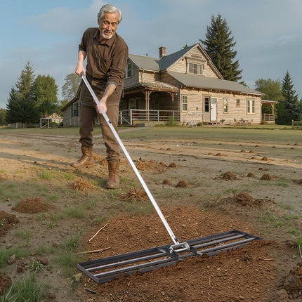 10x48in Lawn Leveling Rake Heavy Duty 83.9in Adjustable Handle For