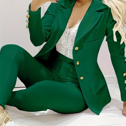 Women's Business Suit Set Jacket + Trousers Solid Color Temperament