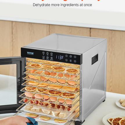 10 Trays Food Dehydrator Machine Stainless Steel 1000W Jerky Meat