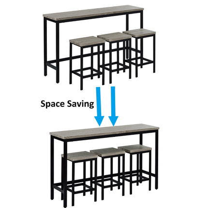TOPMAx Counter Height Extra Long Dining Table Set With 3 Stools Pub