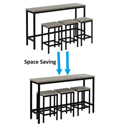 TOPMAx Counter Height Extra Long Dining Table Set With 3 Stools Pub