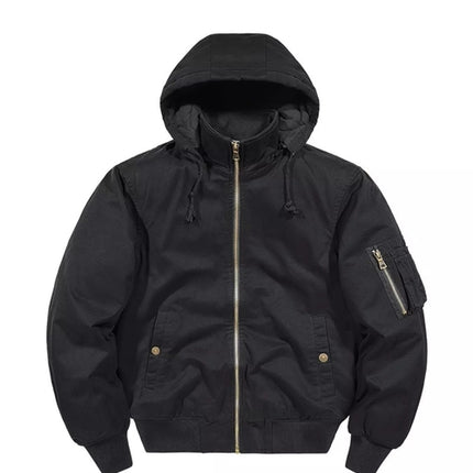 Men's Plus Size Hooded Zip Up Bomber Jacket