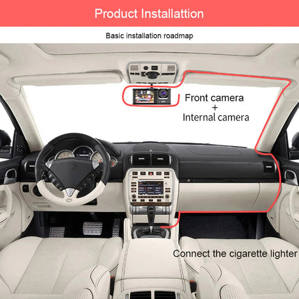 Car Dual Lens Dash Cam HD 1080P Front Rear Inside Video Recorder