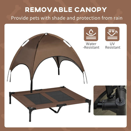 PawHut Elevated Portable Dog Cot Pet Bed With UV Protection Canopy