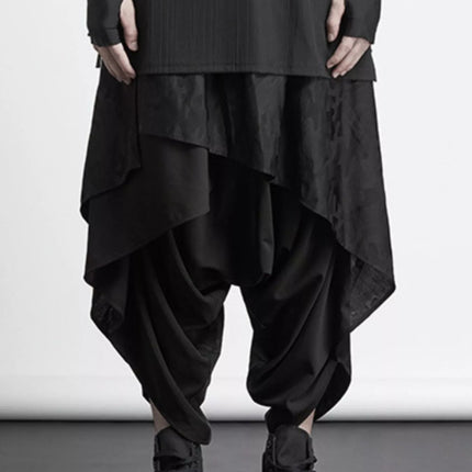 Men's Plus Size Asymmetrical Layered Harem Pants