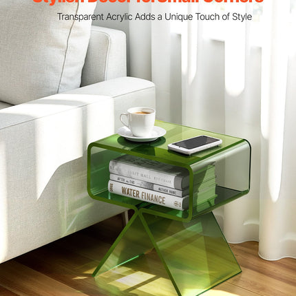 Acrylic Nightstand Side Table, Modern Clear Bedside Table With Storage
