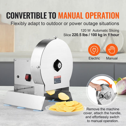 Electric Vegetable Slicer, 0-0.5'/0-12mm Thickness Adjustable