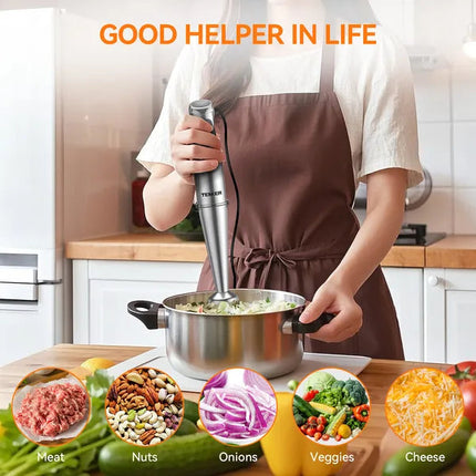 TENKER 1100W Immersion Hand Blender, Stainless Steel Stick Blender