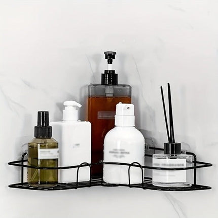 1pc Wall Mounted Bathroom Shelf, Shower Caddy Rack, No Punching