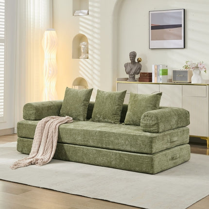 Comfy Convertible Folding Mattress Couch, Floor Sofa Bed, Chenille