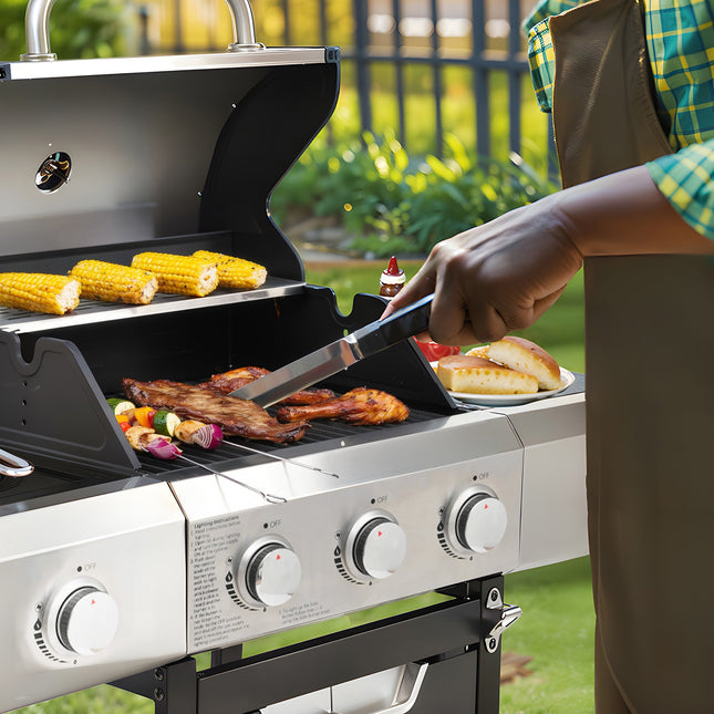 Propane Grill 3 Burner Barbecue Grill Stainless Steel Gas Grill With