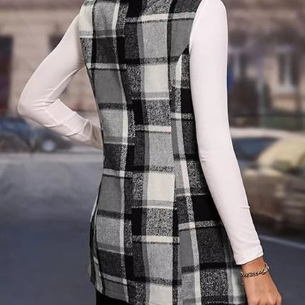 Plaid Button Up Vest Coat