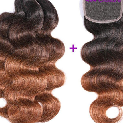 10A Grade #1B/4/30 Body Wave #1B/4/27 BUNDLES with CLOSURES & FRONTALS