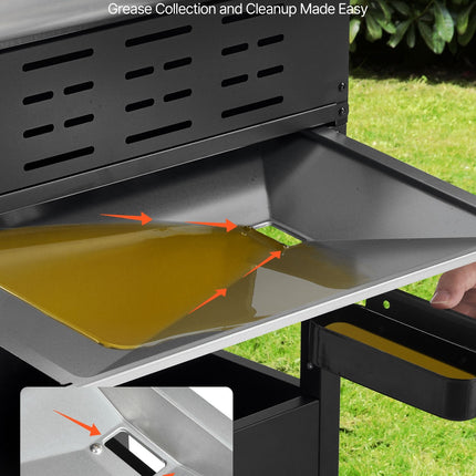 Gas Grill, 4 Burner Propane Gas Grill With Side Burner, 425 SQ.In