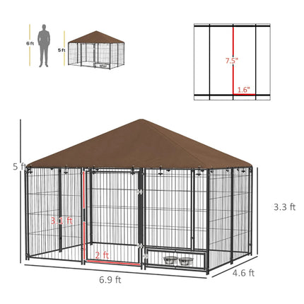 Outside Dog Kennel, 6.9' X 4.6' X 5' Puppy Play Pen With Canopy,