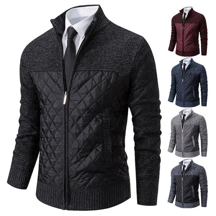 Men's Coat Color Matching Zipped Stand Collar
