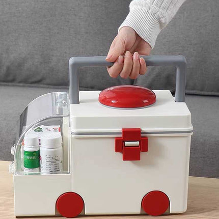 Ambulance Family First Aid Kit - Cute Medicine Lock Storage Box Organi