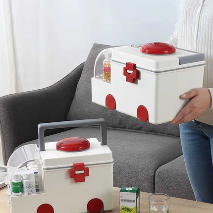 Ambulance Family First Aid Kit - Cute Medicine Lock Storage Box Organi