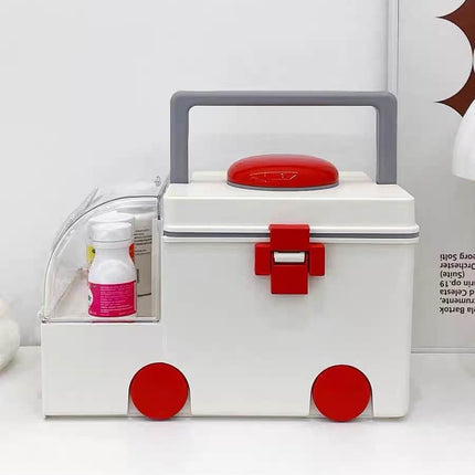 Ambulance Family First Aid Kit - Cute Medicine Lock Storage Box Organi
