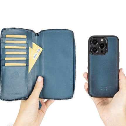 Apple iPhone 14 Series Detachable and Zipper Leather Wallet Case - PMW