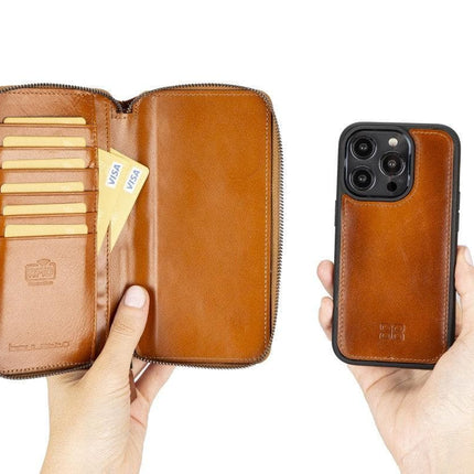 Apple iPhone 14 Series Detachable and Zipper Leather Wallet Case - PMW