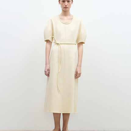 "April Story" 3D U-neck split waist curved skirt knitted dress for