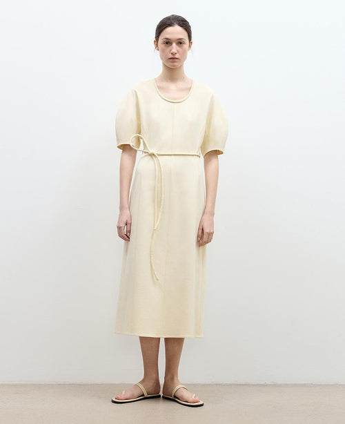 "April Story" 3D U-neck split waist curved skirt knitted dress for