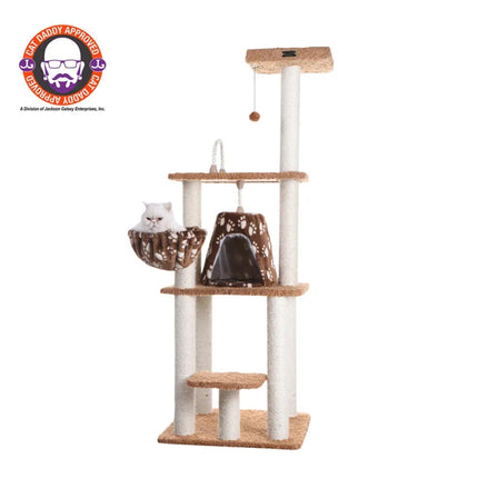 Armarkat Brown Carpet Cat Tower with Playhouse and Scratching Posts