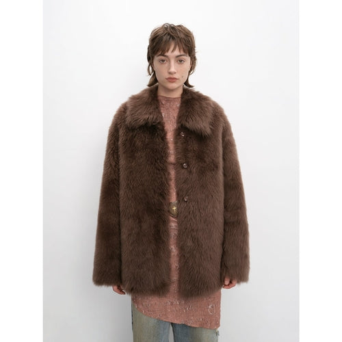 "Autumn Exclusive" Imported Toscana Shearing short lapel fur coat