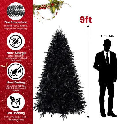 Prelit Black Christmas Tree With White Lights Artificial Fake