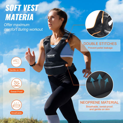 Adjustable Weighted Vest, 11-20lb Weight Vest With 6 Ironsand Weights