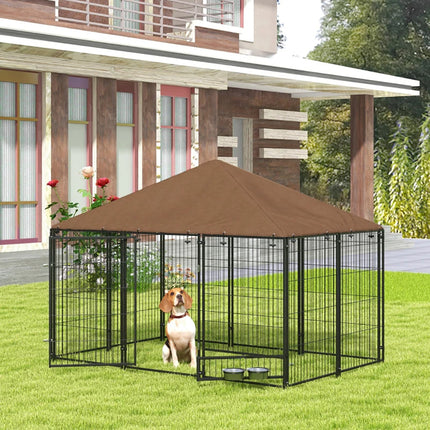 Outside Dog Kennel, 6.9' X 4.6' X 5' Puppy Play Pen With Canopy,