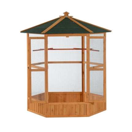 69" Wooden Hexagonal Outdoor Aviary Flight Bird Cage With Covered