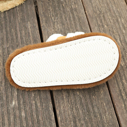 Fluffy Slippers Cross Strap Stitching Warm Casual Platform Slippers