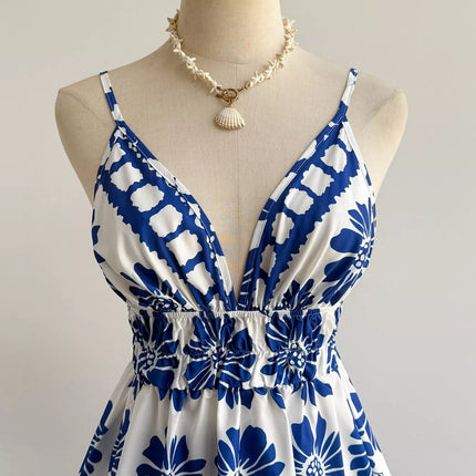 Floral Print V-Neck Mini Dress