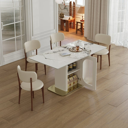 63 Modern 4-6 Person Dining Table Set With Storage  Burnt Stone