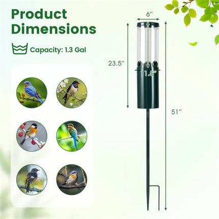 Standing Bird Feeder Squirrel-Proof, 4 Feeding Port With Perches