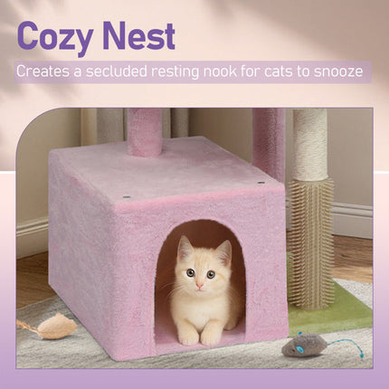 27.5in Cat Tree, Multi-level Cat Tower With Cat Scratching Post And