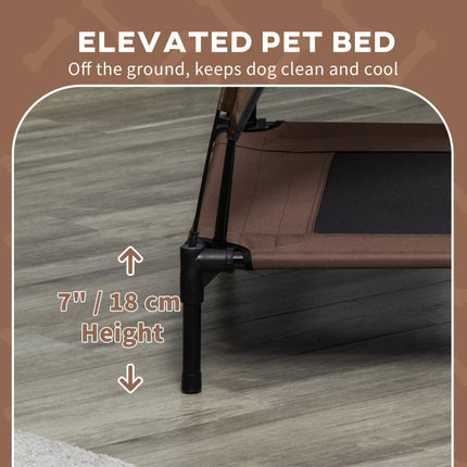 PawHut Elevated Portable Dog Cot Pet Bed With UV Protection Canopy