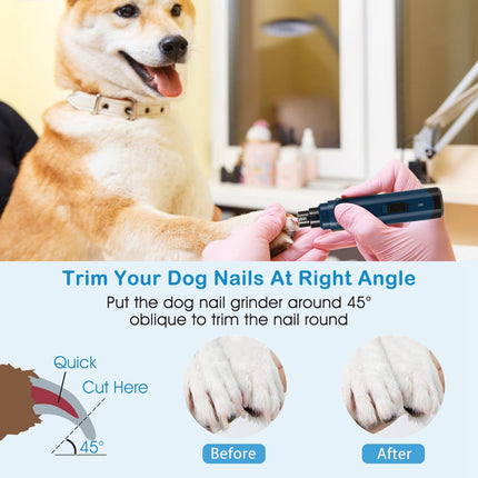 1Pc Dog Nail Grinder 2 Speeds Quiet USB Rechargeable Pet Nail Grinder