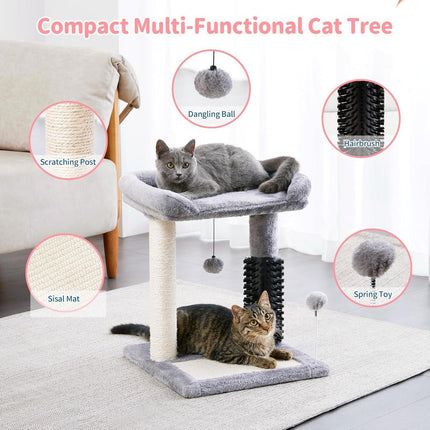 Small 4-in-1 Cat Tree Tower With Self-grooming Brush And Natural Sisal