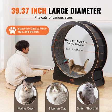 Cat Exercise Wheel 43.3' Large Cat Treadmill Wheel For Indoor Cats