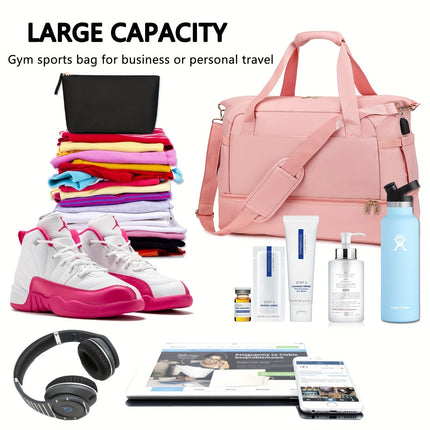 Women's Travel Duffel Bag, Sports Gym Yoga Duffel Bag Weekender