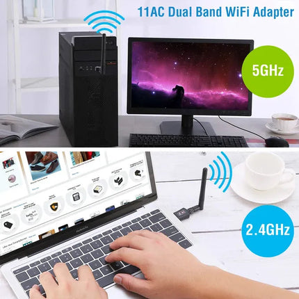 USB WiFi Adapter AC600Mbps 5G/2.4G Dual Band 802.11ac Wireless Network