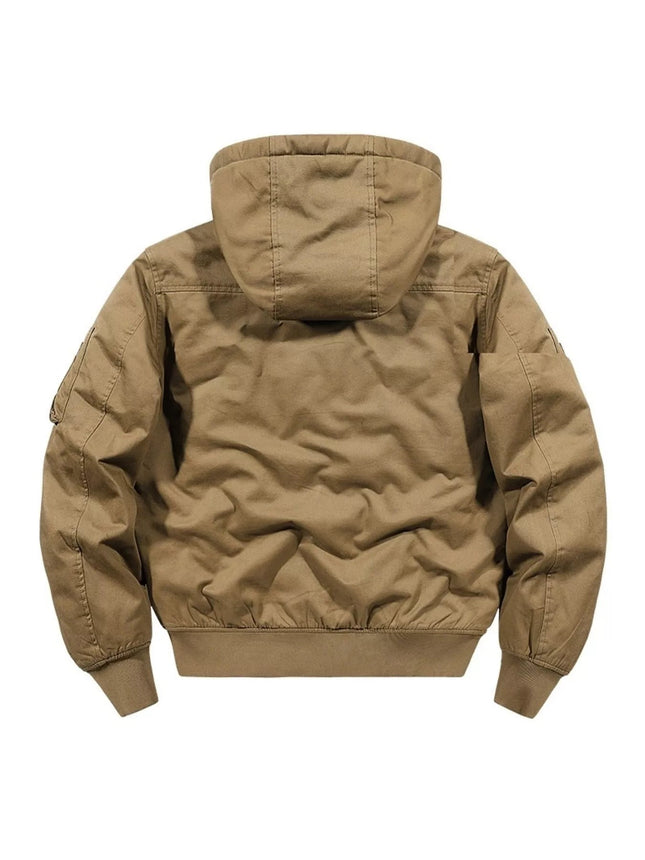 Men's Plus Size Hooded Zip Up Bomber Jacket