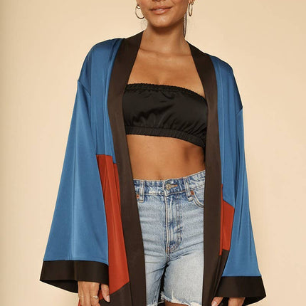 Desert Night Kimono Big Long Textured Satin Duster | Light Jacket,