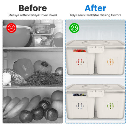 2Pack Airtight Fruit Storage Containers 4 Compartment Food Storage