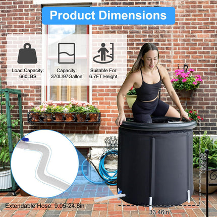 1Pc 97Gal Large Size Ice BathTub With Cover For Adults Athletes